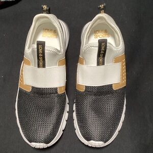 Love & Sports Women's Black and Gold Sneakers